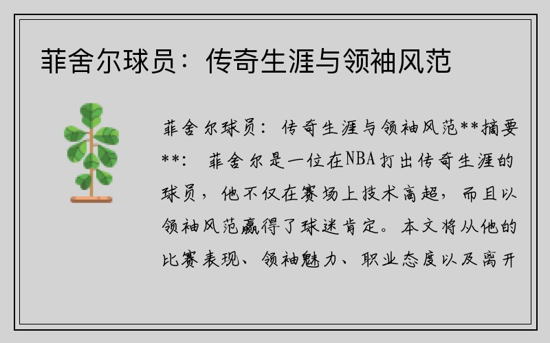 菲舍尔球员：传奇生涯与领袖风范